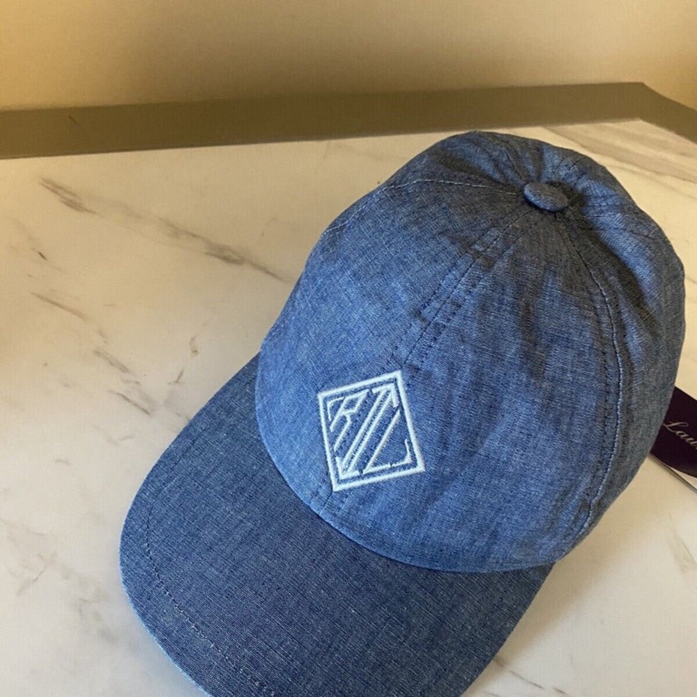 Ralph Lauren Purple Label Chambray Blue Baseball Cap with Embroidered Logo